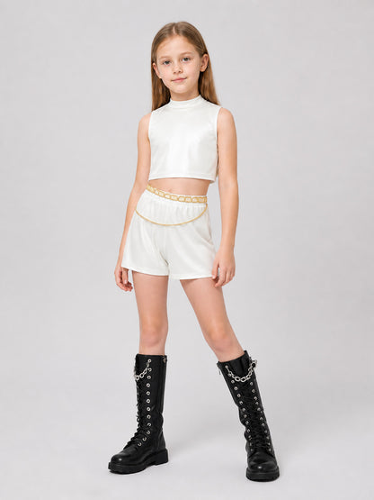 Children's Demon Hunter Stage Costume, White with Gold