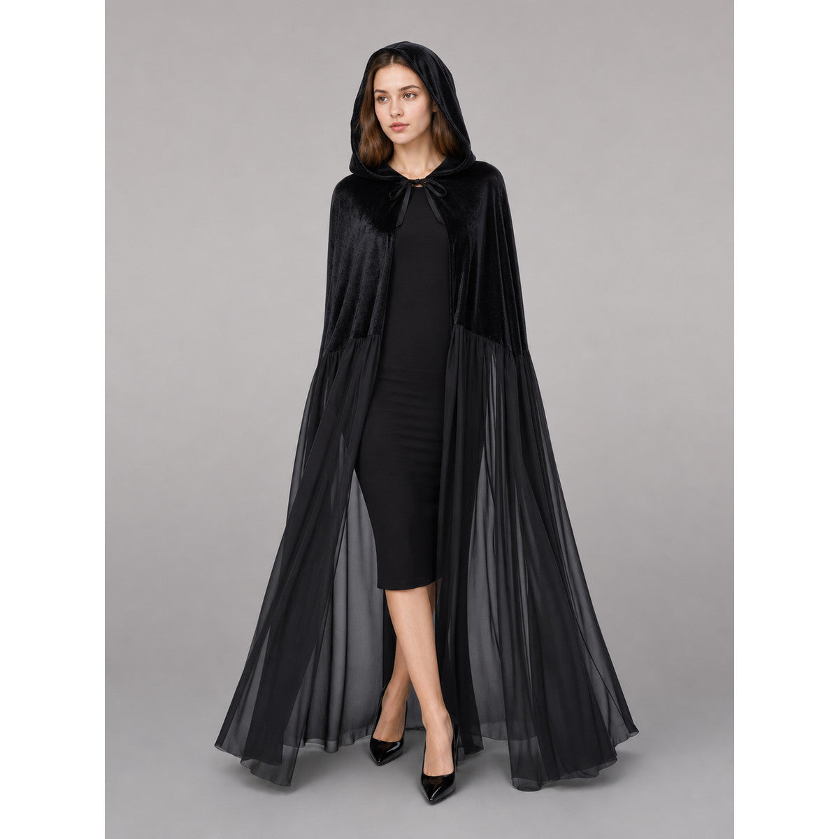 Black hooded costume cape for cosplay lifestyle
