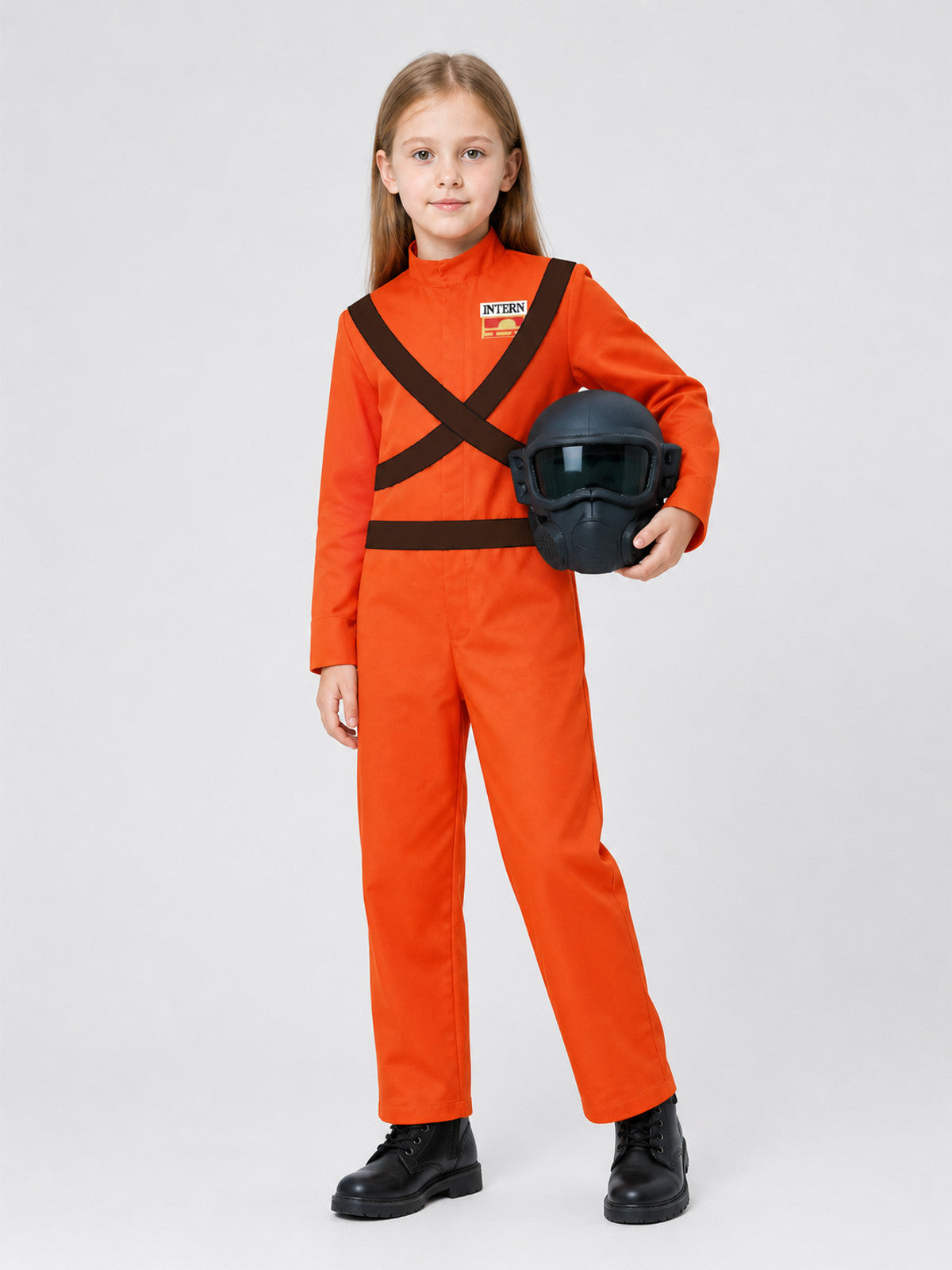 Lethal Company Cosplay, Orange Jumpsuit and Mask Costume Masks detail