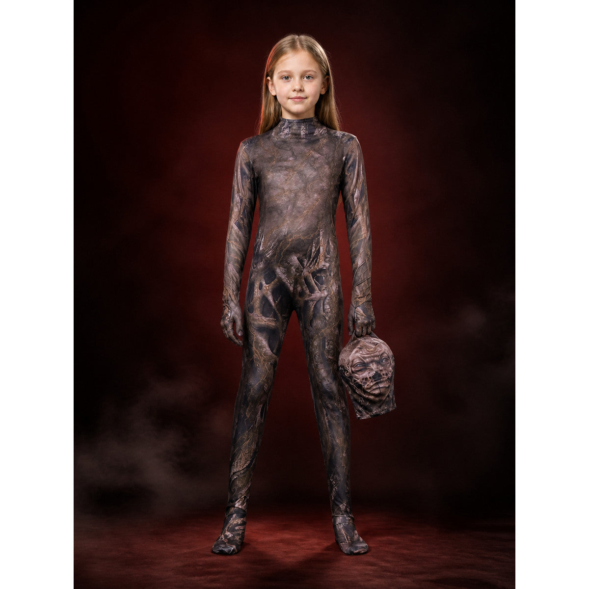 Unisex Alien Monster Bodysuit Costume with Full Face Mask, Brown Halloween One main product view