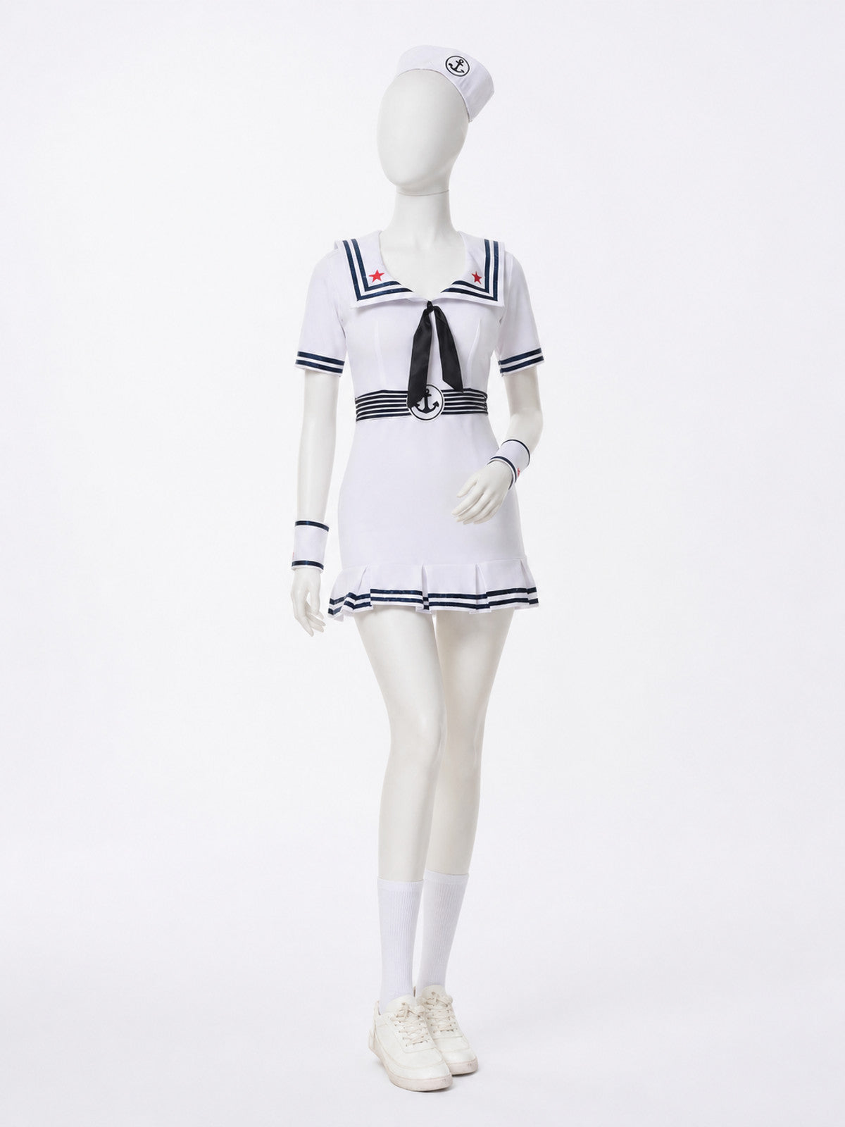 Nautical-Style Costume with Collar and Pleated Skirt Costumes detail