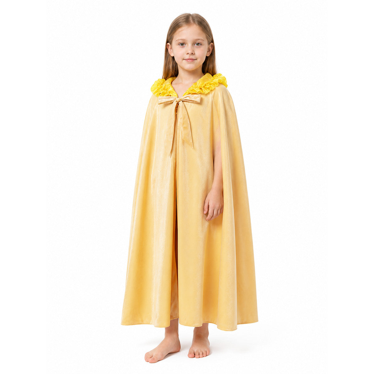 Children's Gold Hooded Cape with Bow Costume Capes detail