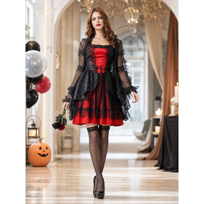 Gothic Vampire Costume: Dress, Cape, and Belt lifestyle view