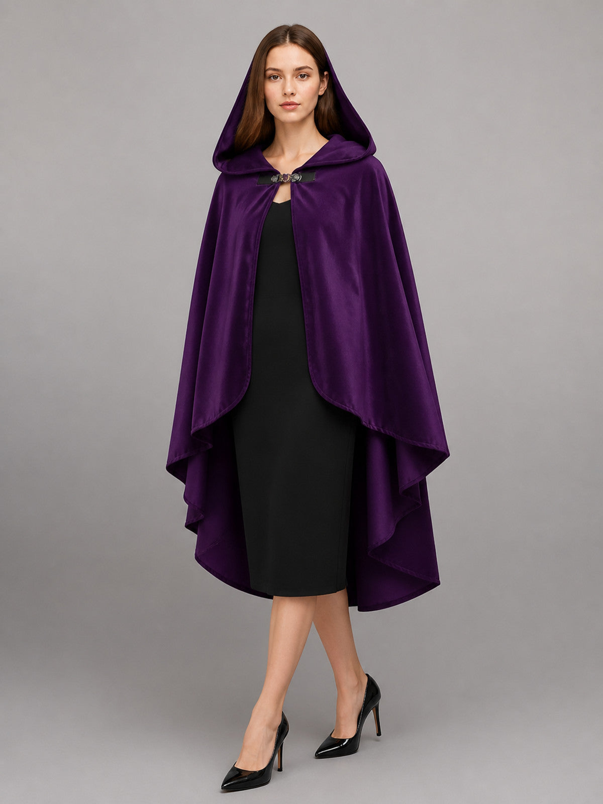 Long Purple Hooded Carnival Cloak