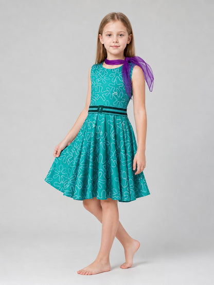 Inside Out 2 Cosplay Dress with Belt and Scarf