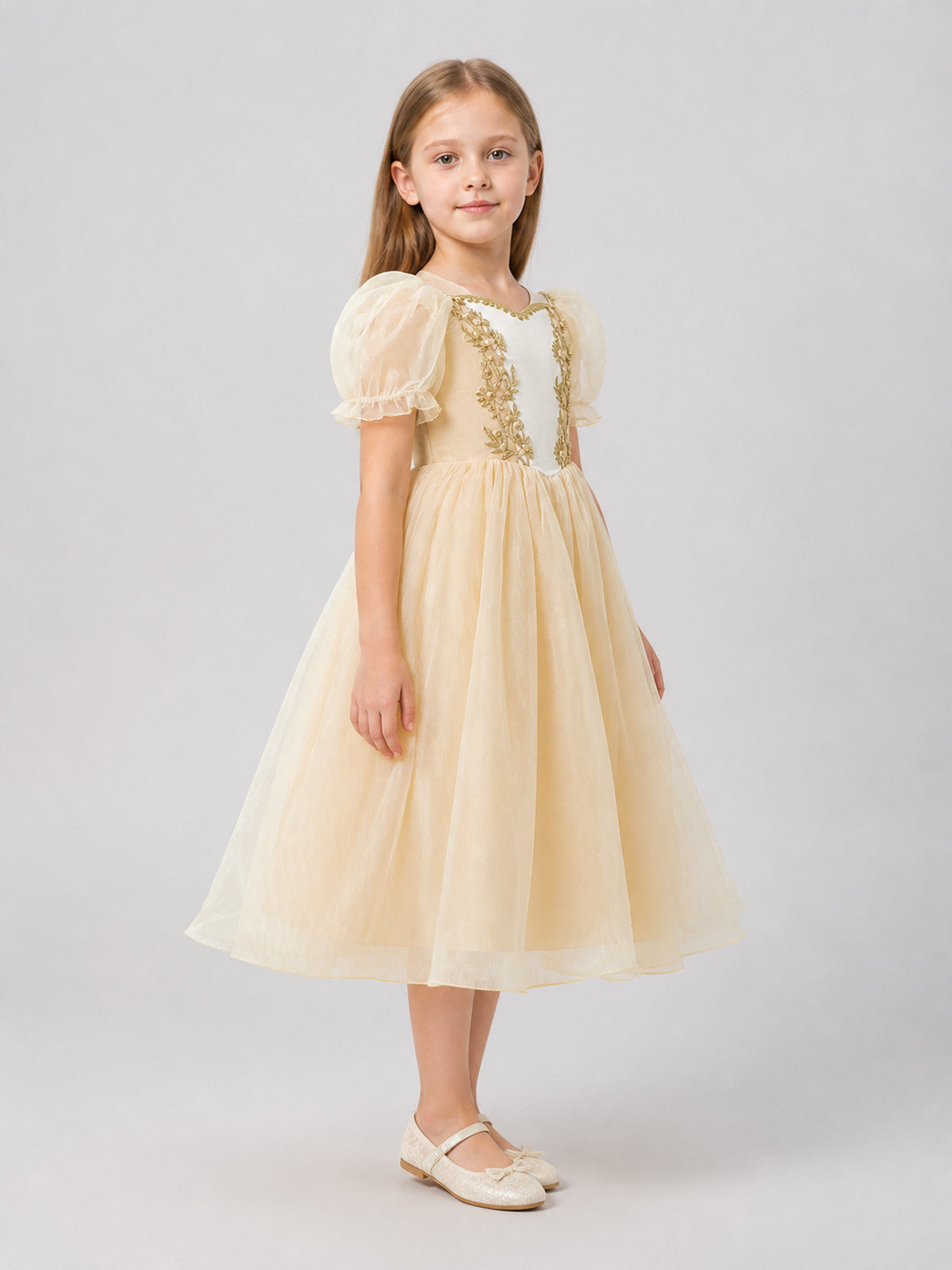 MSL90 Princess Dress with Gold Decoration for Celebrations side view