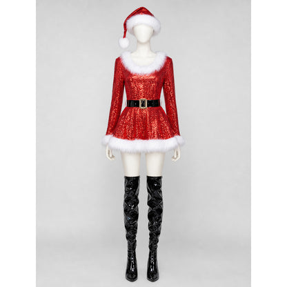 Santa Costume with Sequins and Belt