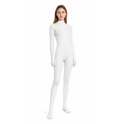 White Zentai jumpsuit with an oval opening for the face lifestyle