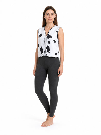 Woody Cosplay Vest: Black Spots, Black-and-White Trim