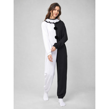Halloween Clown Costume, Black and White Jumpsuit lifestyle