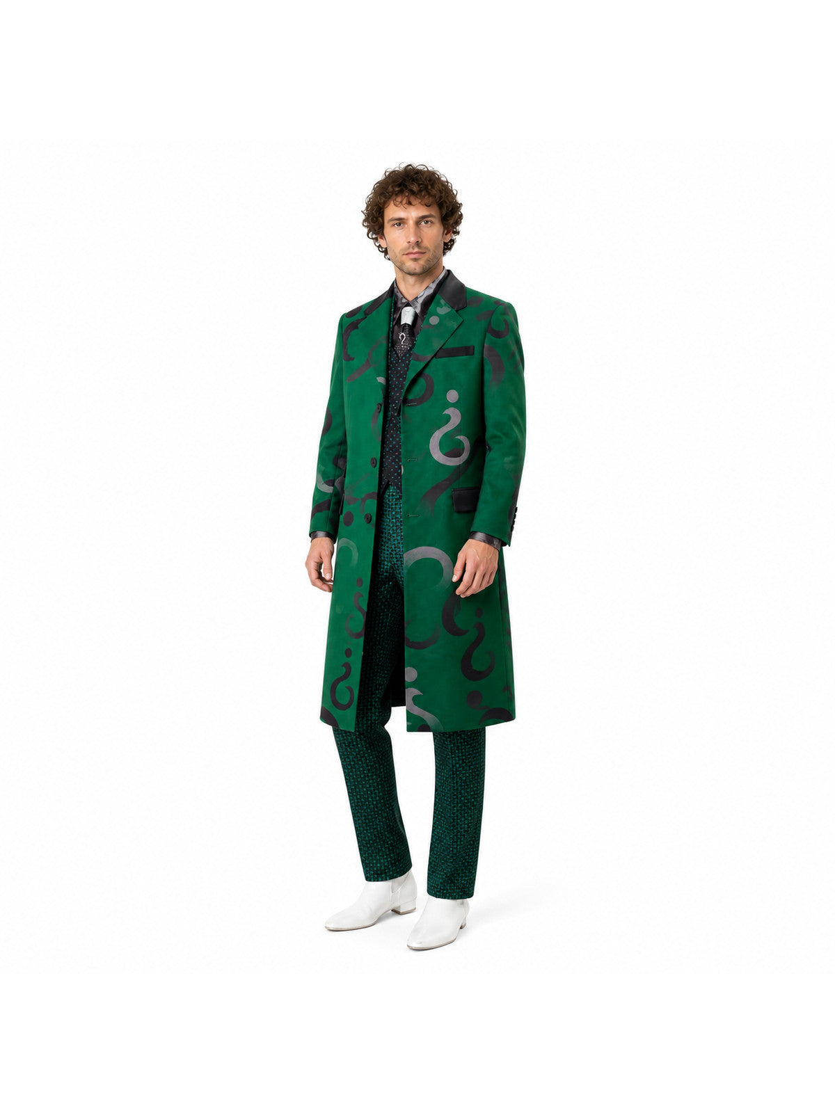 Green Riddler Costume with Cape for Cosplay Costume Capes detail