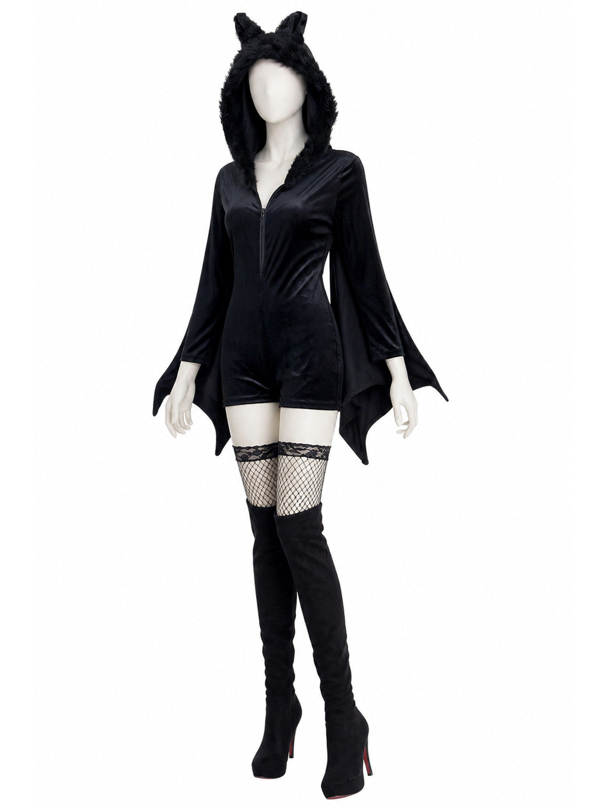 Hooded Bat Jumpsuit with Wings