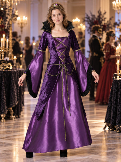 Vampire Halloween Costume with Purple Dress
