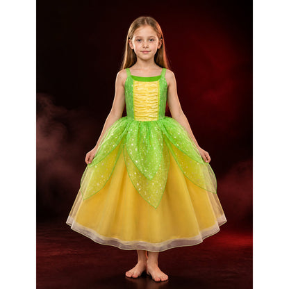 Girls Princess Dress Costume, Sparkly Star Print Tulle Ball Gown for Halloween main product view