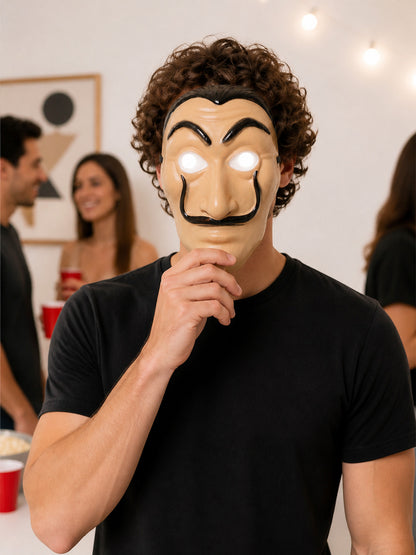 Cosplay Mask with Black Mustache and Eyebrows lifestyle view