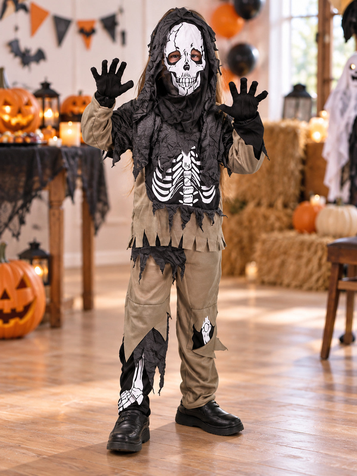 Kids' Skeleton Costume with Skull Mask