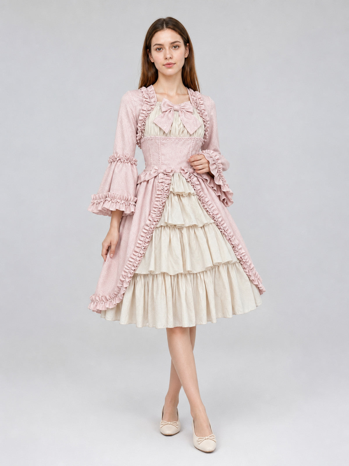 Rococo-Style Costume Dress with Ruffles and Bow