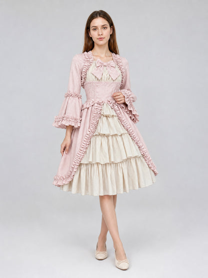 Rococo-Style Costume Dress with Ruffles and Bow