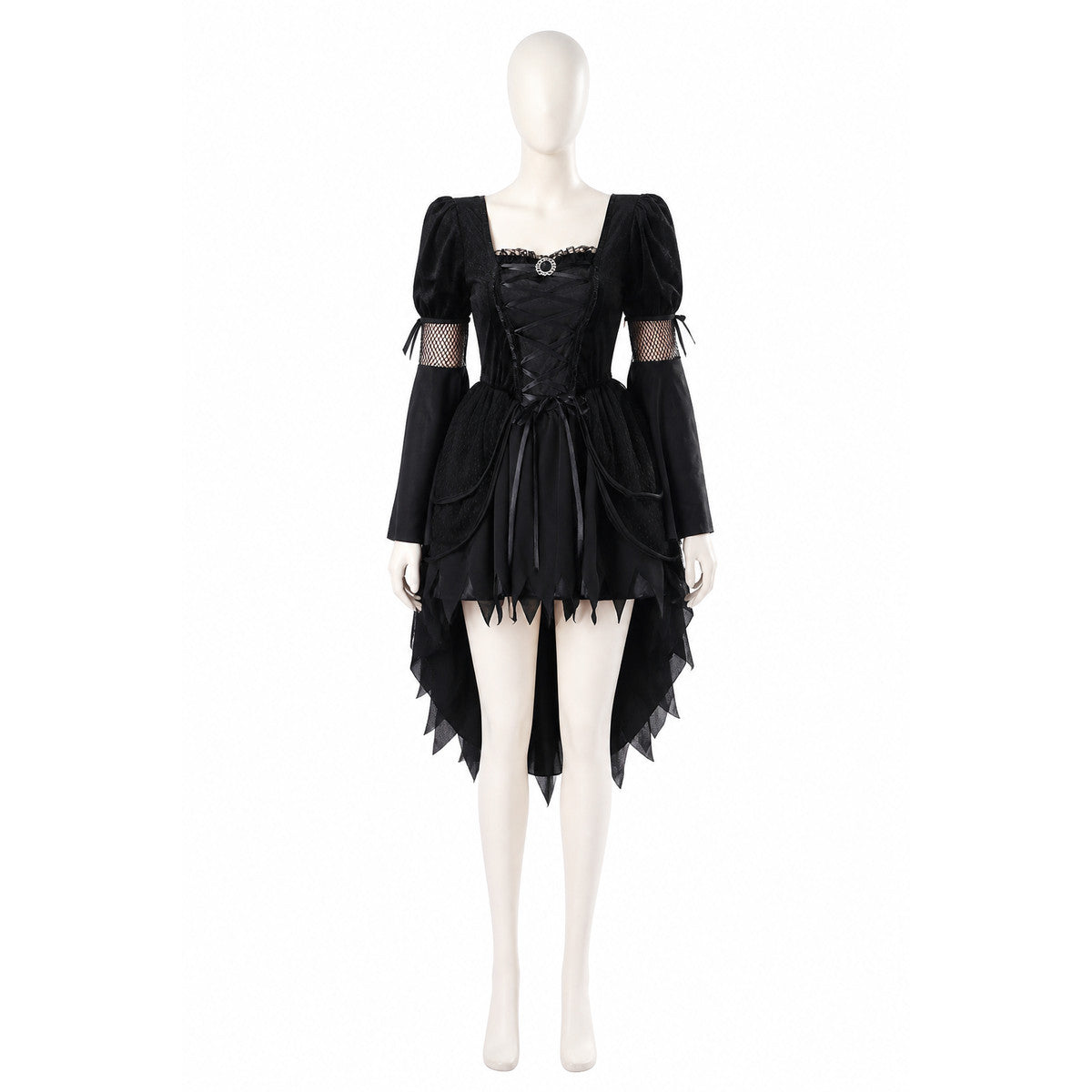 Black Gothic Witch Halloween Dress with Full Skirt lifestyle
