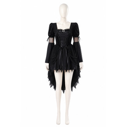 Black Gothic Witch Halloween Dress with Full Skirt lifestyle