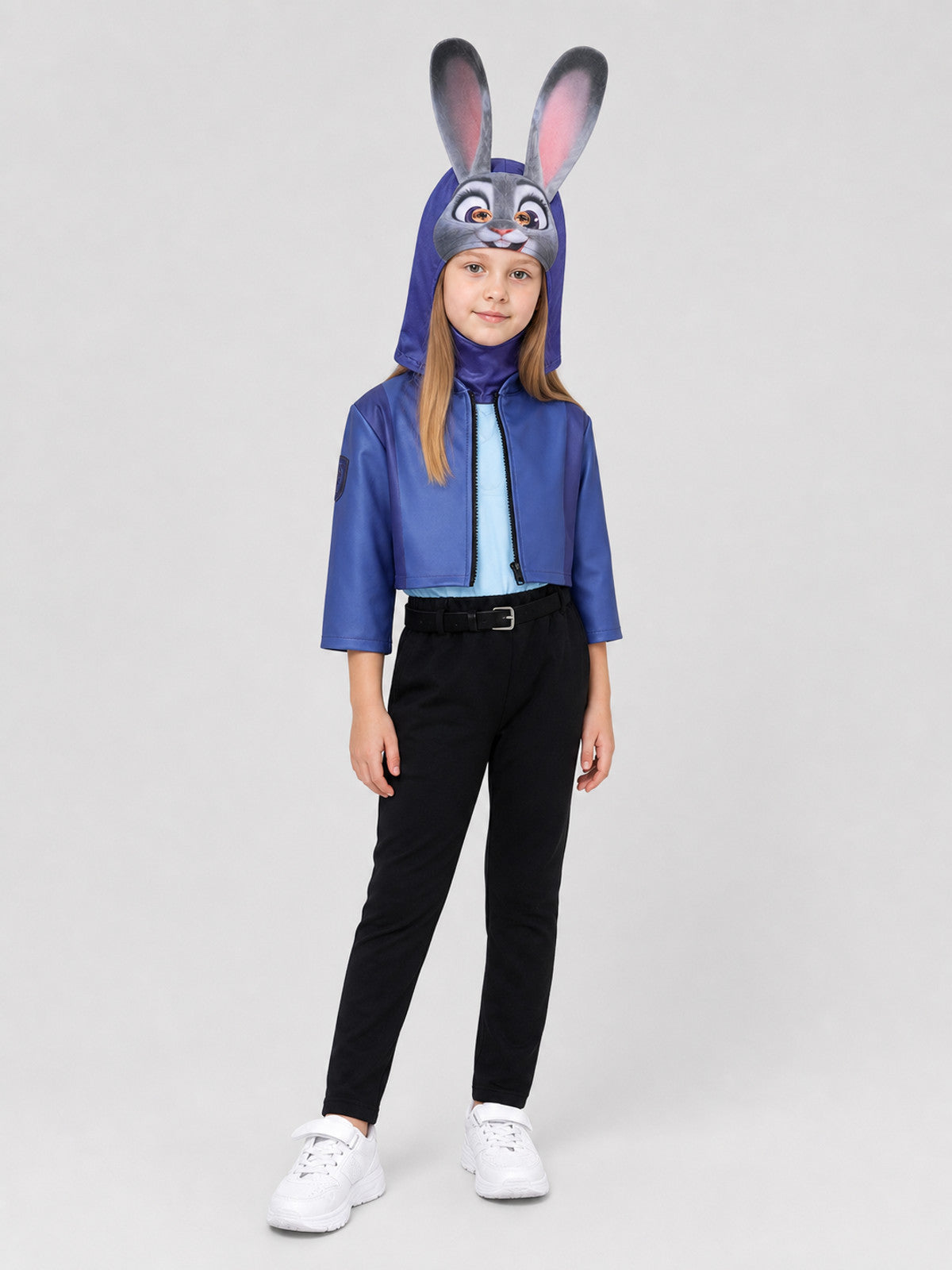 Judy Rabbit Cosplay Costume with Eared Hat and Belt side view