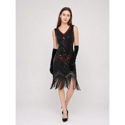 1920s Sequin and Fringe Flapper Dress Costume Dresses detail