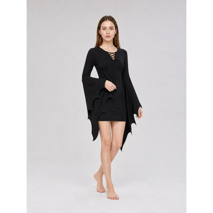 Gothic Dress with Sleeves and Lacing for Cosplay