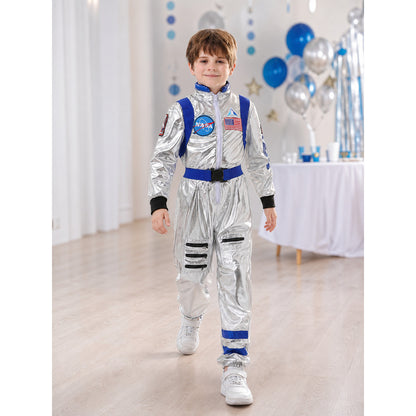 Astronaut Carnival Costume, Silver Jumpsuit