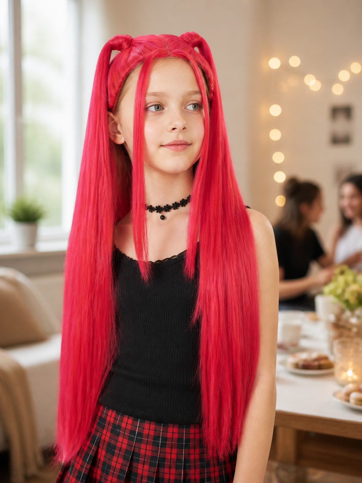 Pink-Red Carnival Wig for Halloween and Cosplay