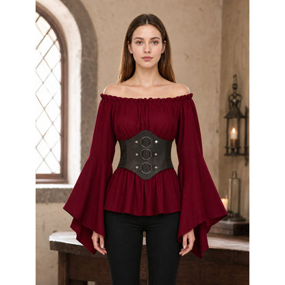 Costume Dress with Belt and Flared Sleeves