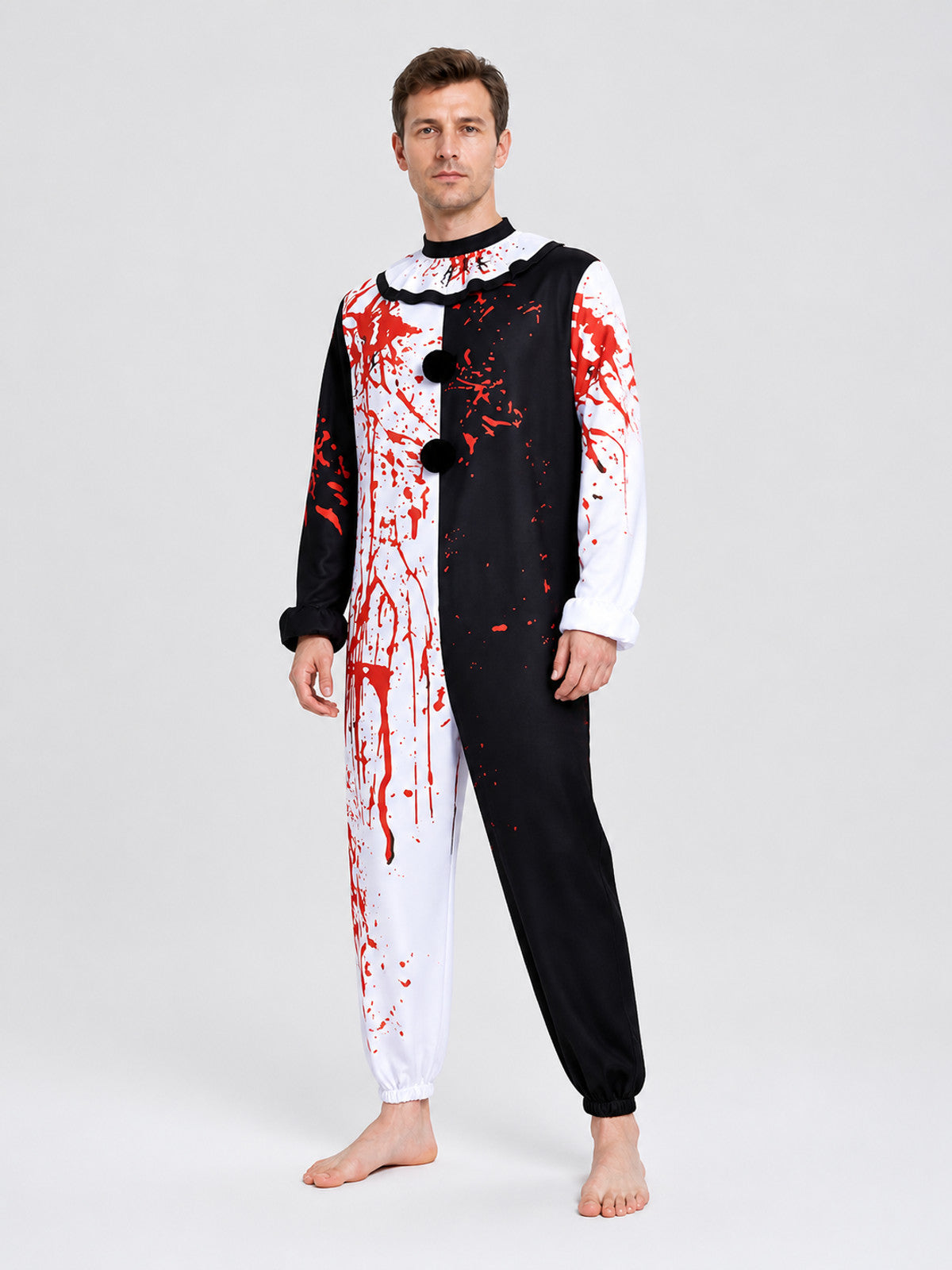“Sinister Clown” Cosplay Costume, Black and White Jumpsuit product detail