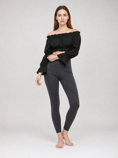 Cropped Off-the-Shoulder Top with Sleeves