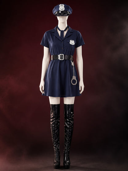 Women's Police Officer Costume, Carnival Dress with Cap main product view