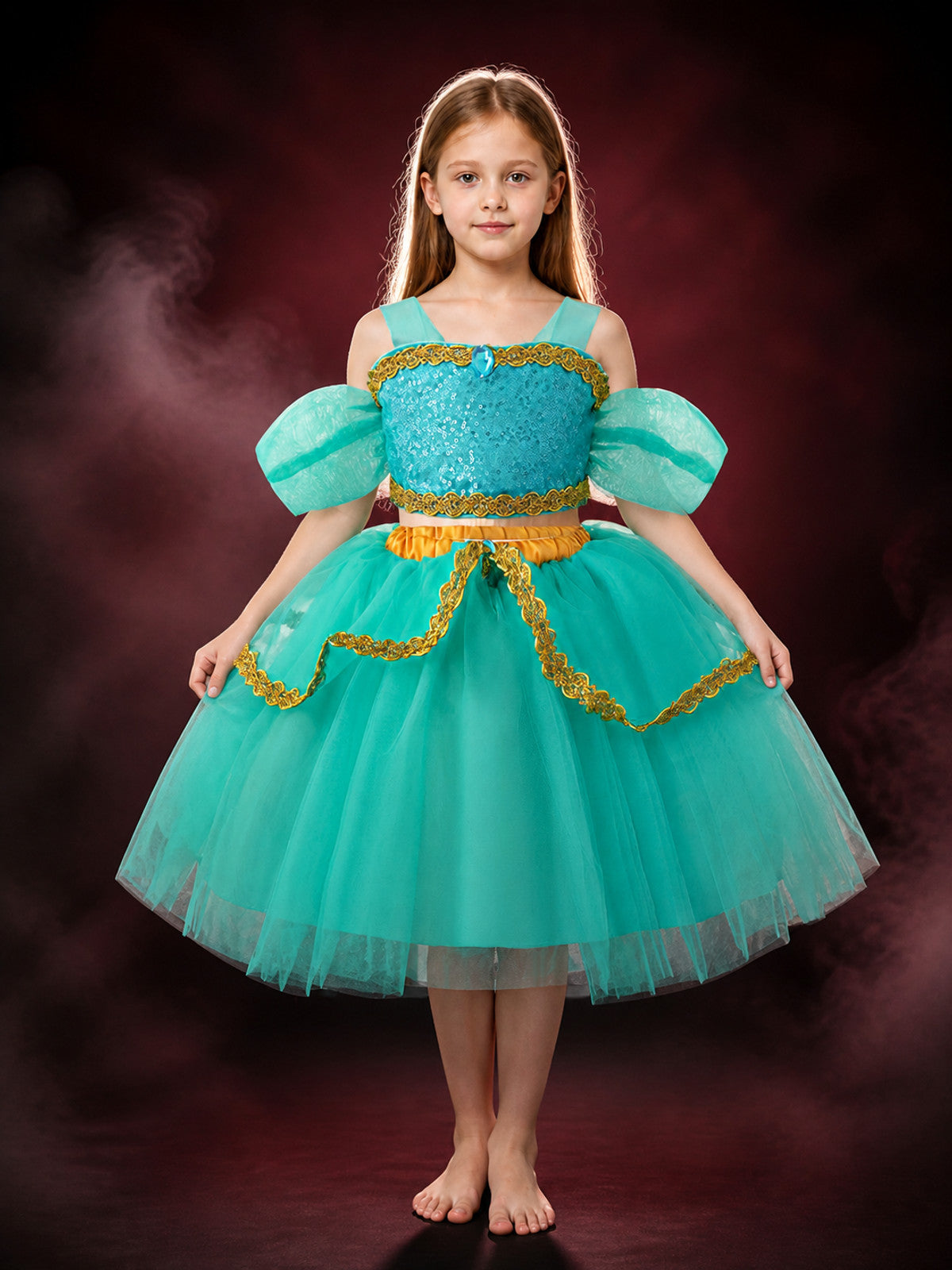 Toddler Girls' Jasmine Princess Two-Piece Sequined Halloween Costume Set main product view