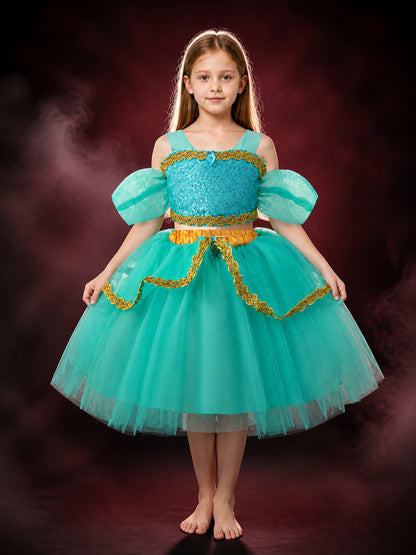 Toddler Girls' Jasmine Princess Two-Piece Sequined Halloween Costume Set main product view