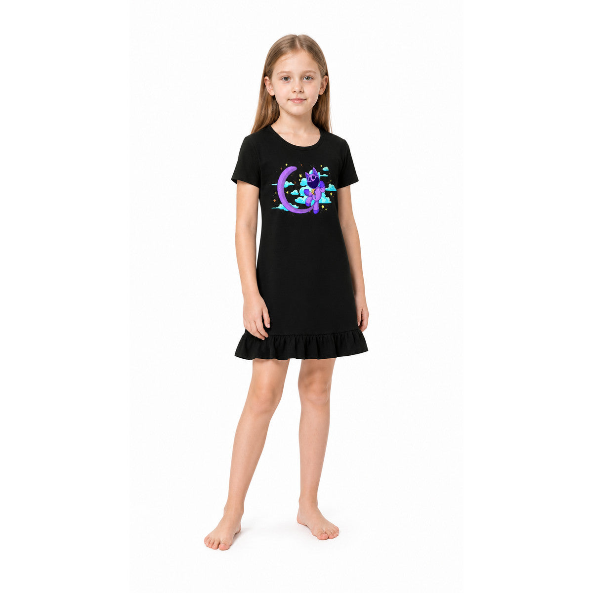 Black Poppy Playtime Cosplay Dress with Animal Prints Costume Dresses detail