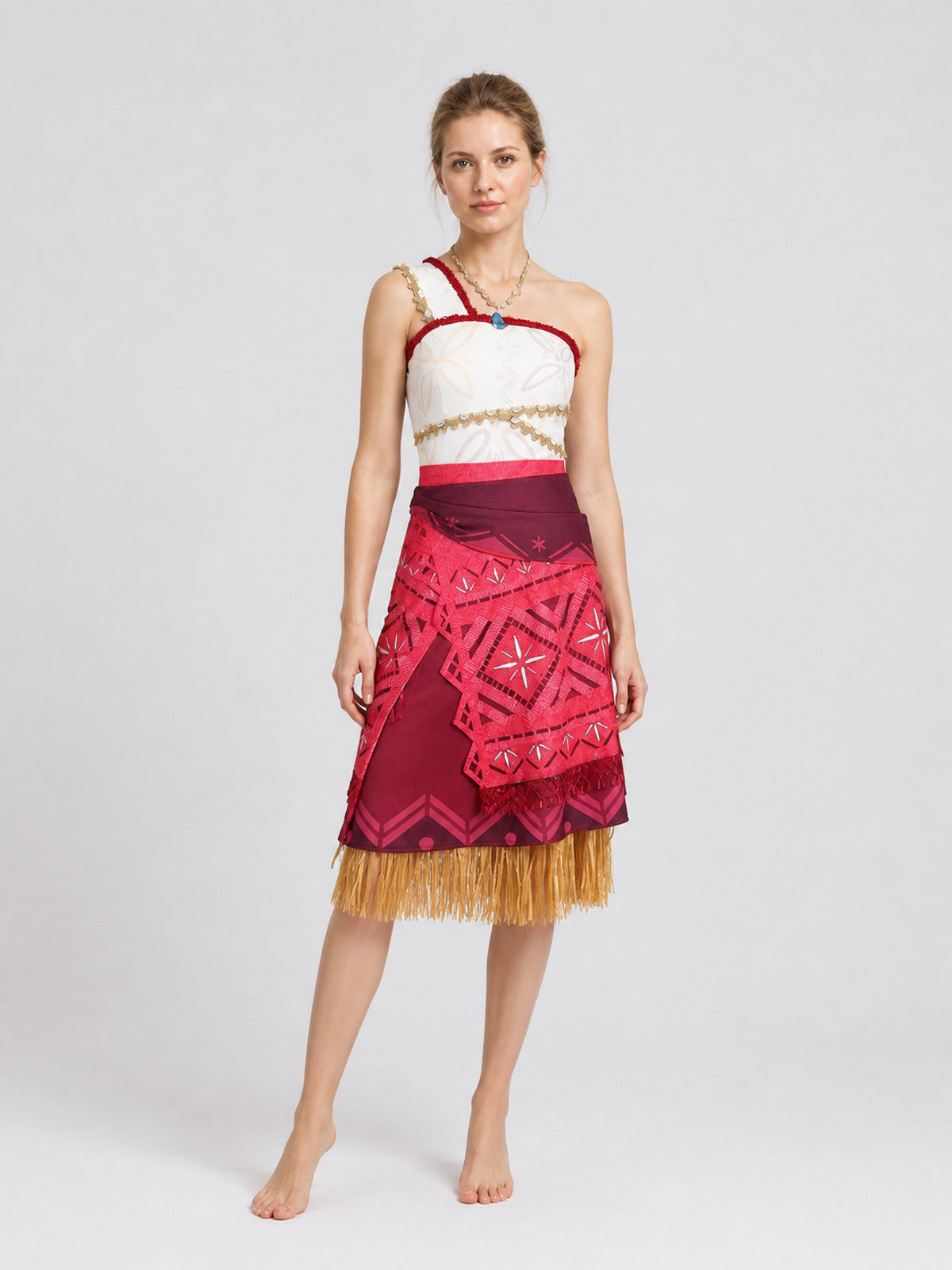 Moana Costume with Layered Skirt and Gold Fringe Costumes detail
