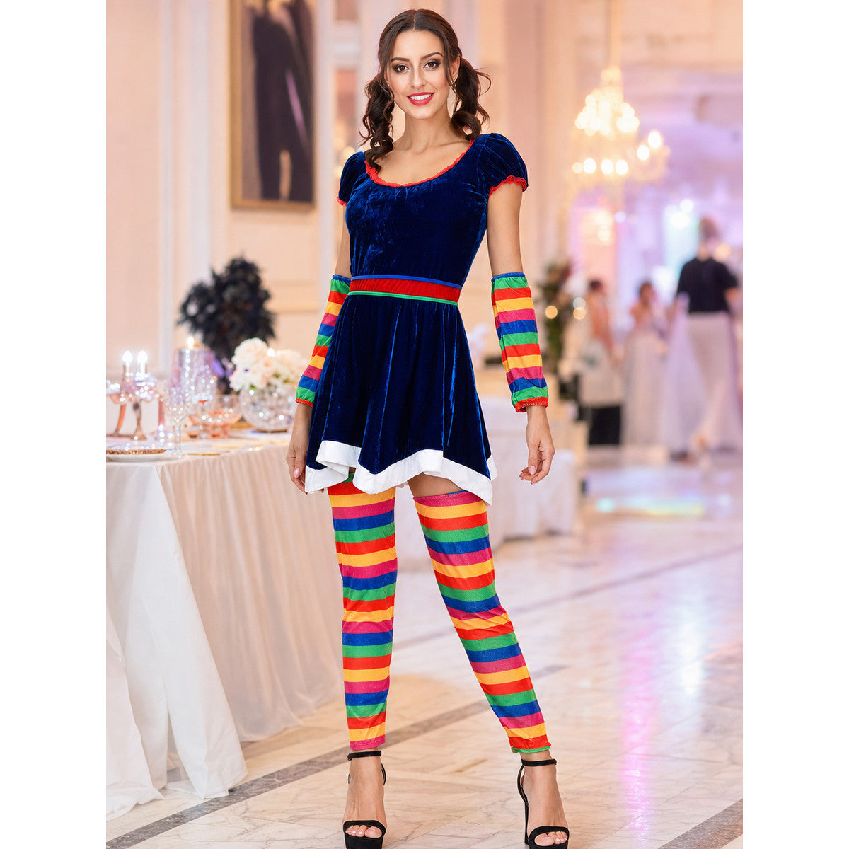 Stage Costume with Rainbow Stripes for Performances