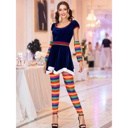 Stage Costume with Rainbow Stripes for Performances