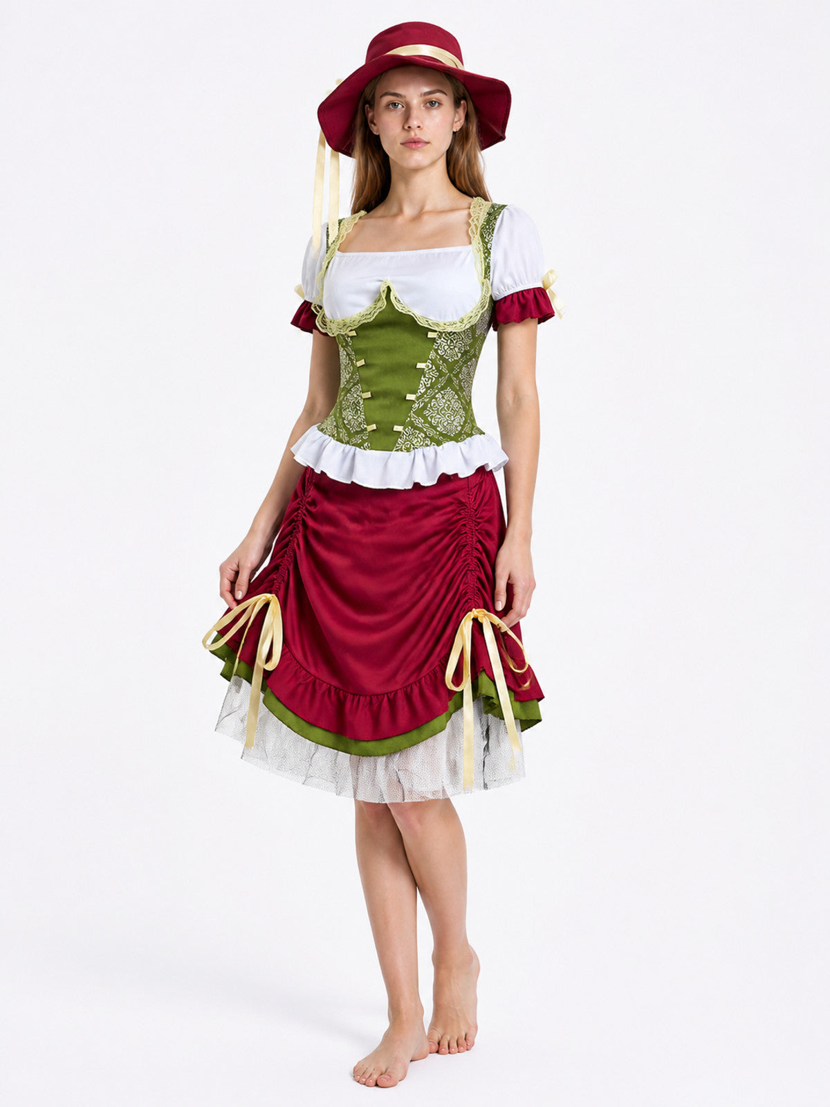 Maid Set with Corset, Skirt, and Hat Costume Headwear detail