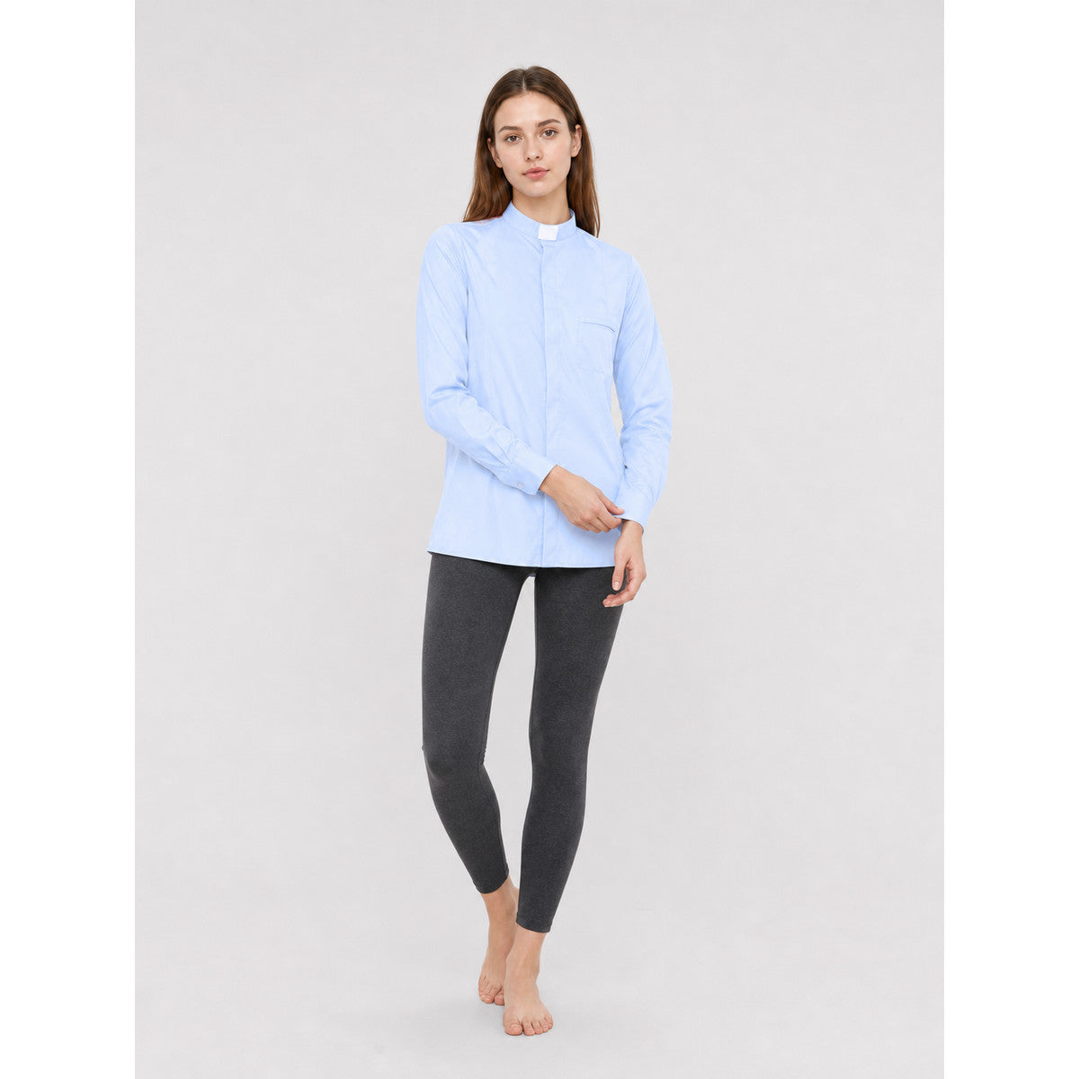 Light Blue Cosplay Shirt with Stand Collar