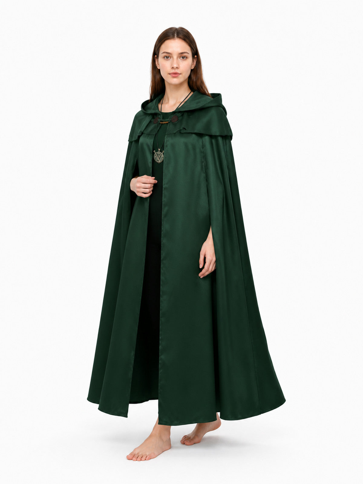 Hooded Cape with Double Closure and Pendant Costume Capes detail