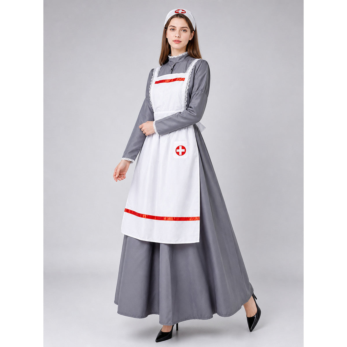 Nurse Costume with Apron and Cap
