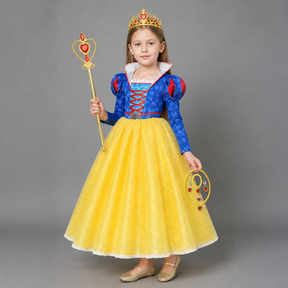 Snow White Costume with Crown, Scepter, and Cape Costume Capes detail