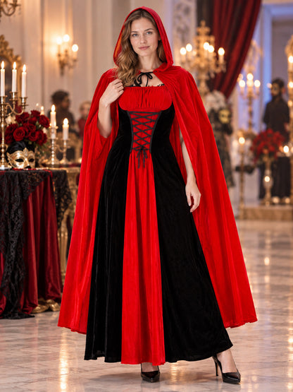 Adult Vampire Costume for Halloween with Cape and Dress