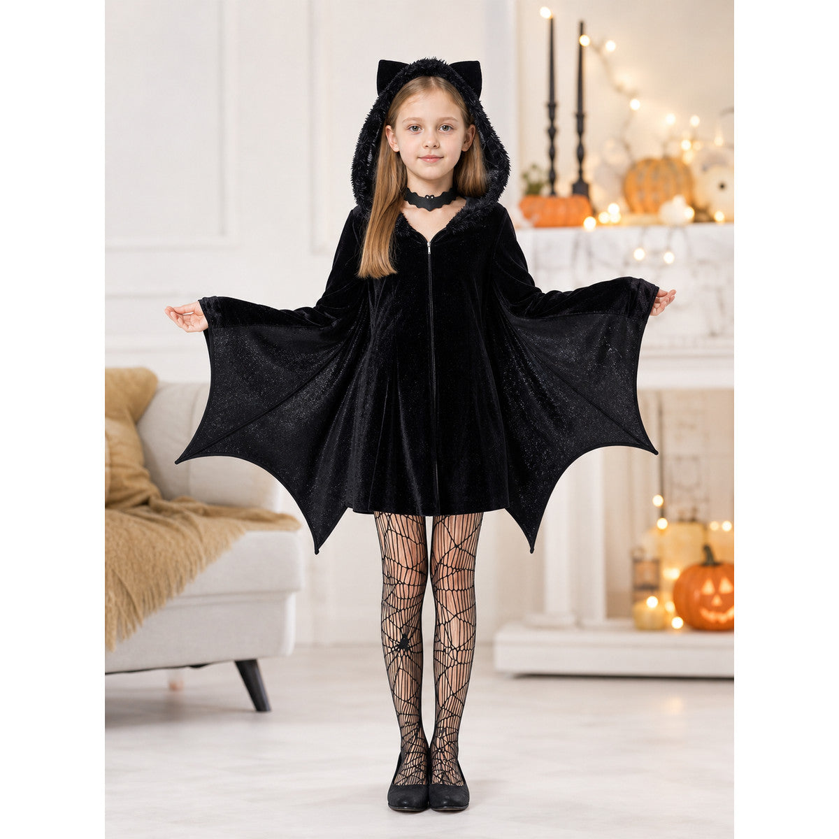 Gothic hooded bat costume lifestyle view