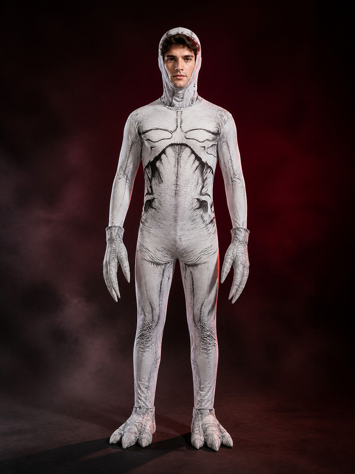 Adult & Kids Human Anatomy Bodysuit Costume, Hooded Jumpsuit With Matching Foot main product view