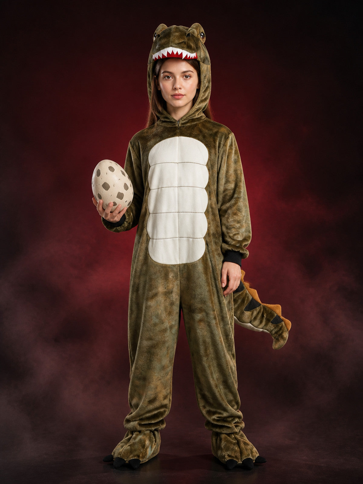 Little Dinosaur Hooded Onesie Costume with Tail and Claw Feet