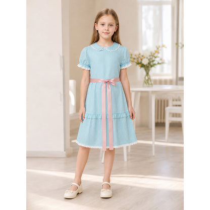 Cosplay Dress with Collar, Belt, and Ruffles lifestyle view