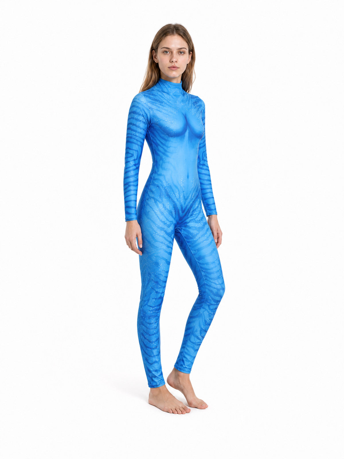 Avatar 3 One-Piece Blue Jumpsuit with High Collar product detail
